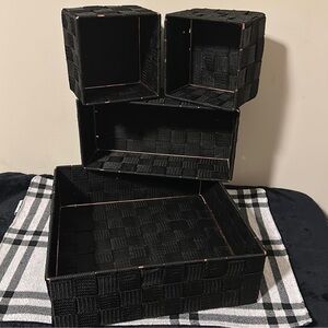 Black Woven Basket 4Piece Set~NWOT!